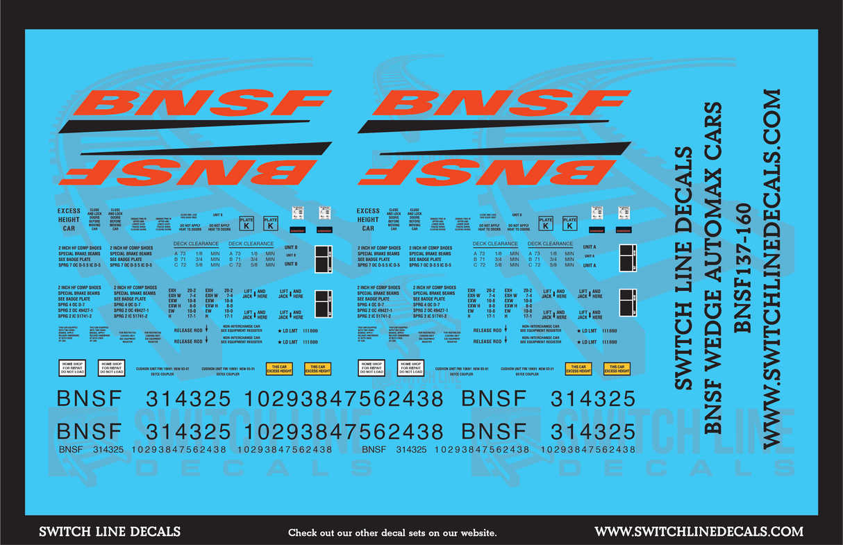 N Scale BNSF Automax Autorack Decal Set