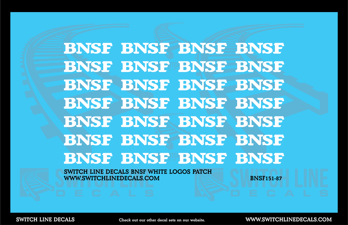 HO Scale BNSF Locomotive White Patching Decal Set