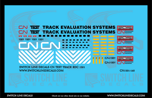 N Scale Canadian National 1501 CN Test Track RDC Decal Set
