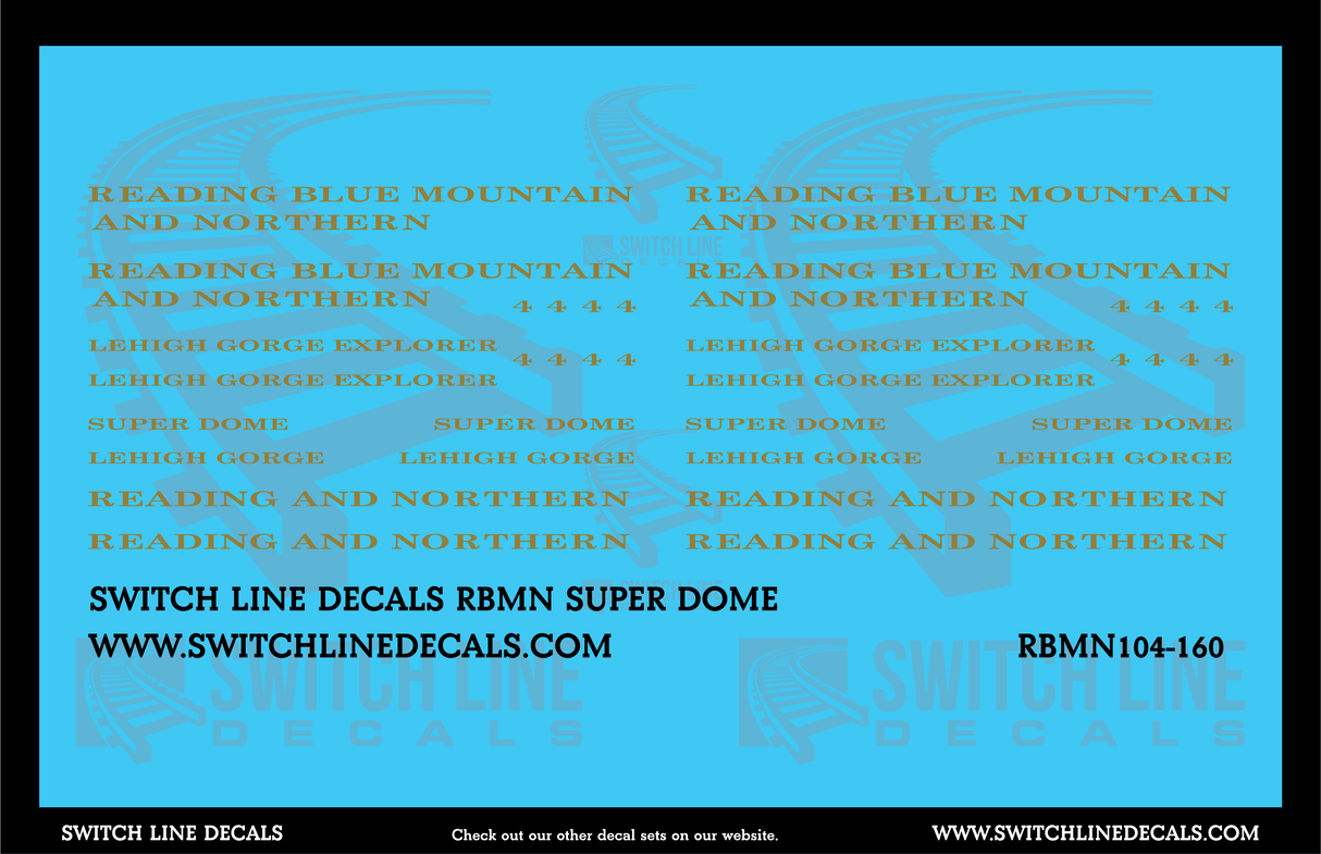 N Scale Reading Blue Mountain and Northern Super Dome Car Decal Set